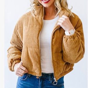 *SOLD* Camel Corduroy Zip Up Jacket